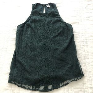 Old Navy dark emerald green high neck swing tank top XS